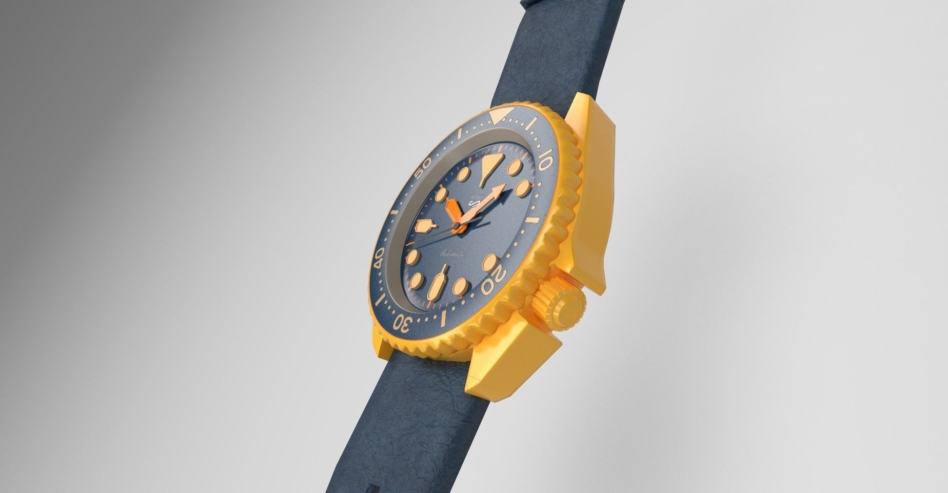 Seiko 5 mens wrist watch with 2 different textures  Low-poly 3D model_13