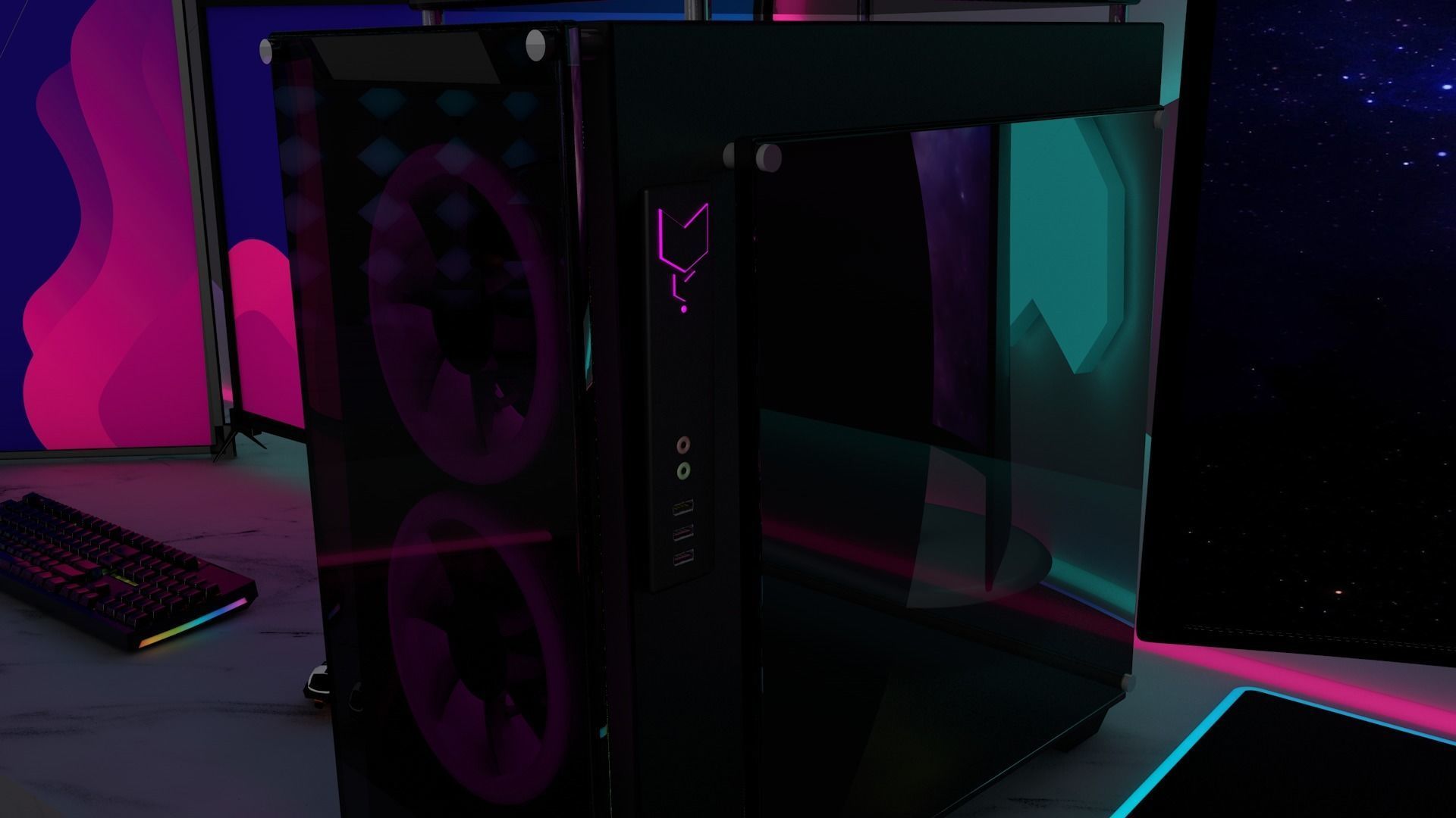 Gaming PC Desktop - Pc Gamer - 3D Model Low-poly 3D model_2