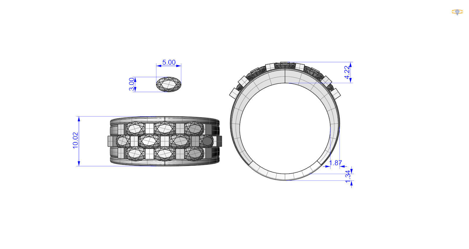 man ring sapphir 3D print model_2