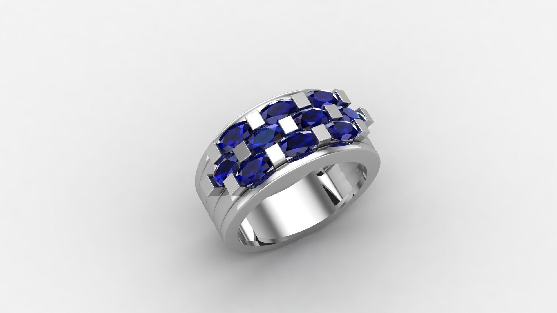 man ring sapphir 3D print model_1