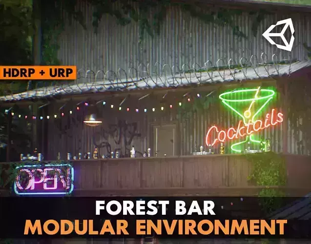 Forest Bar MODULAR - UNITY --HDRP-URP-BUILD-IN-- Low-poly 3D model