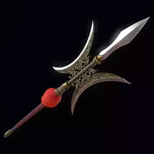 Chinese Halberd Low-poly 3D model