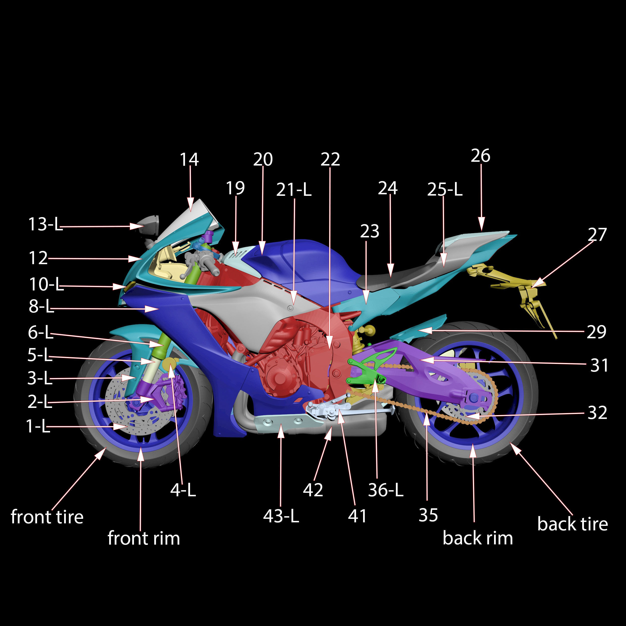 Yamaha YZF R1 2020 3D Model Ready to Print STL File 3D print model_3