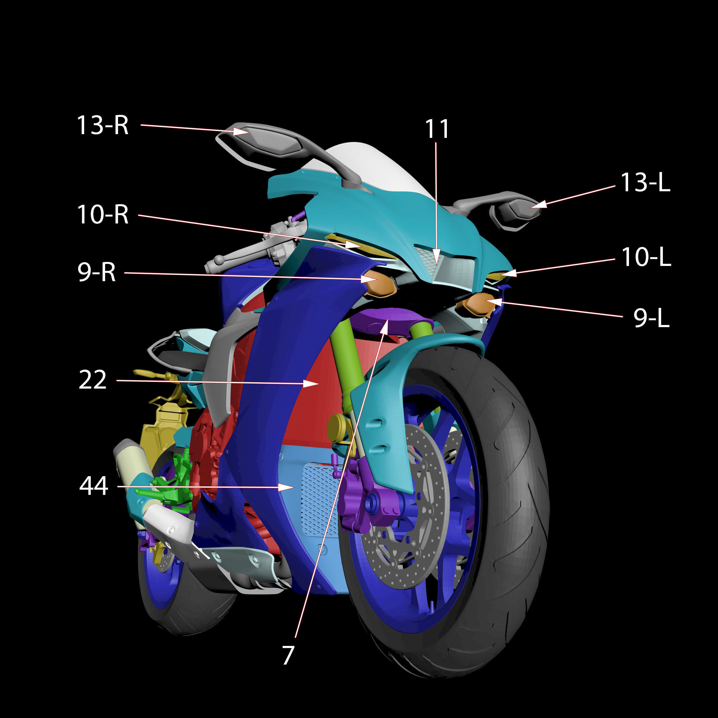 Yamaha YZF R1 2020 3D Model Ready to Print STL File 3D print model_5