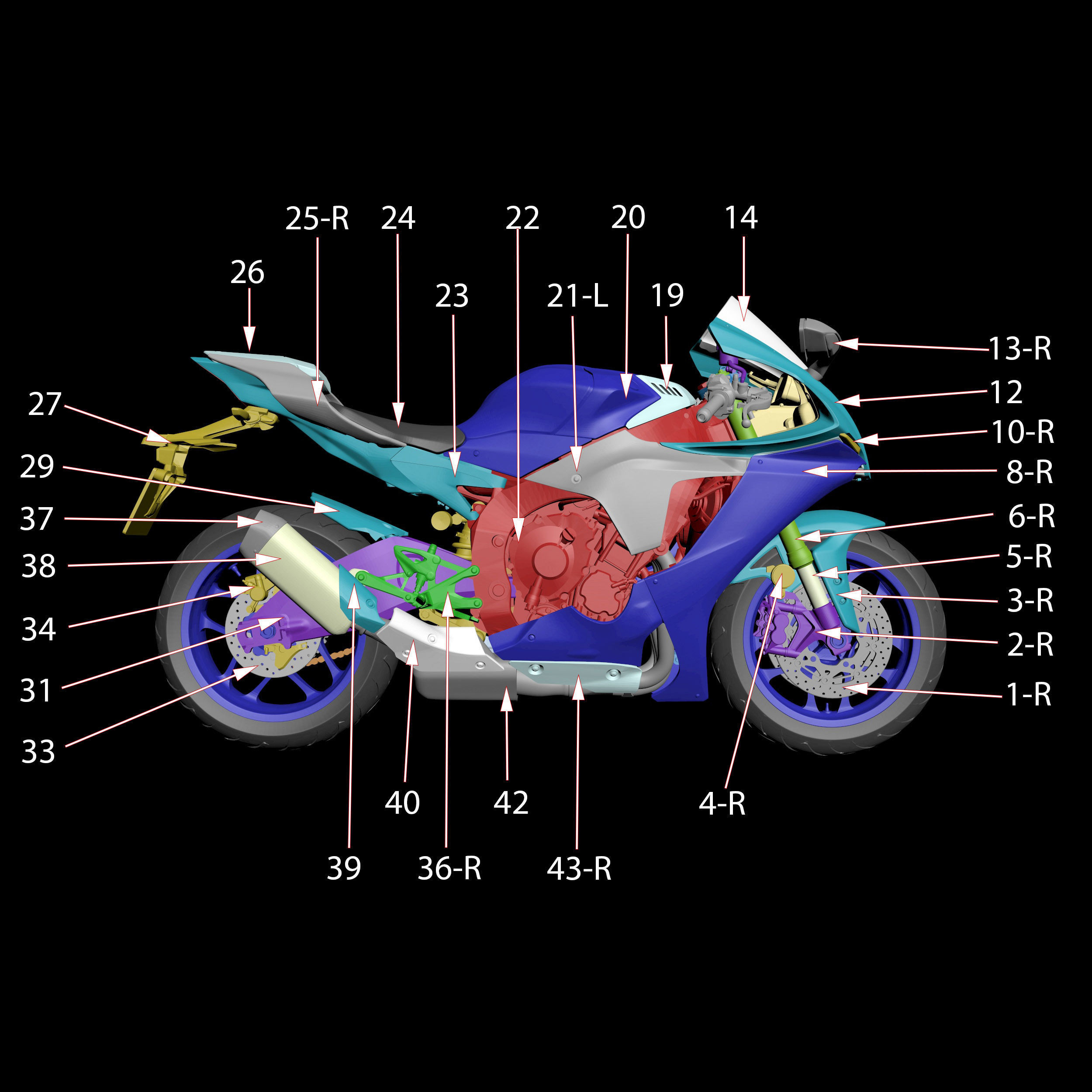 Yamaha YZF R1 2020 3D Model Ready to Print STL File 3D print model_4