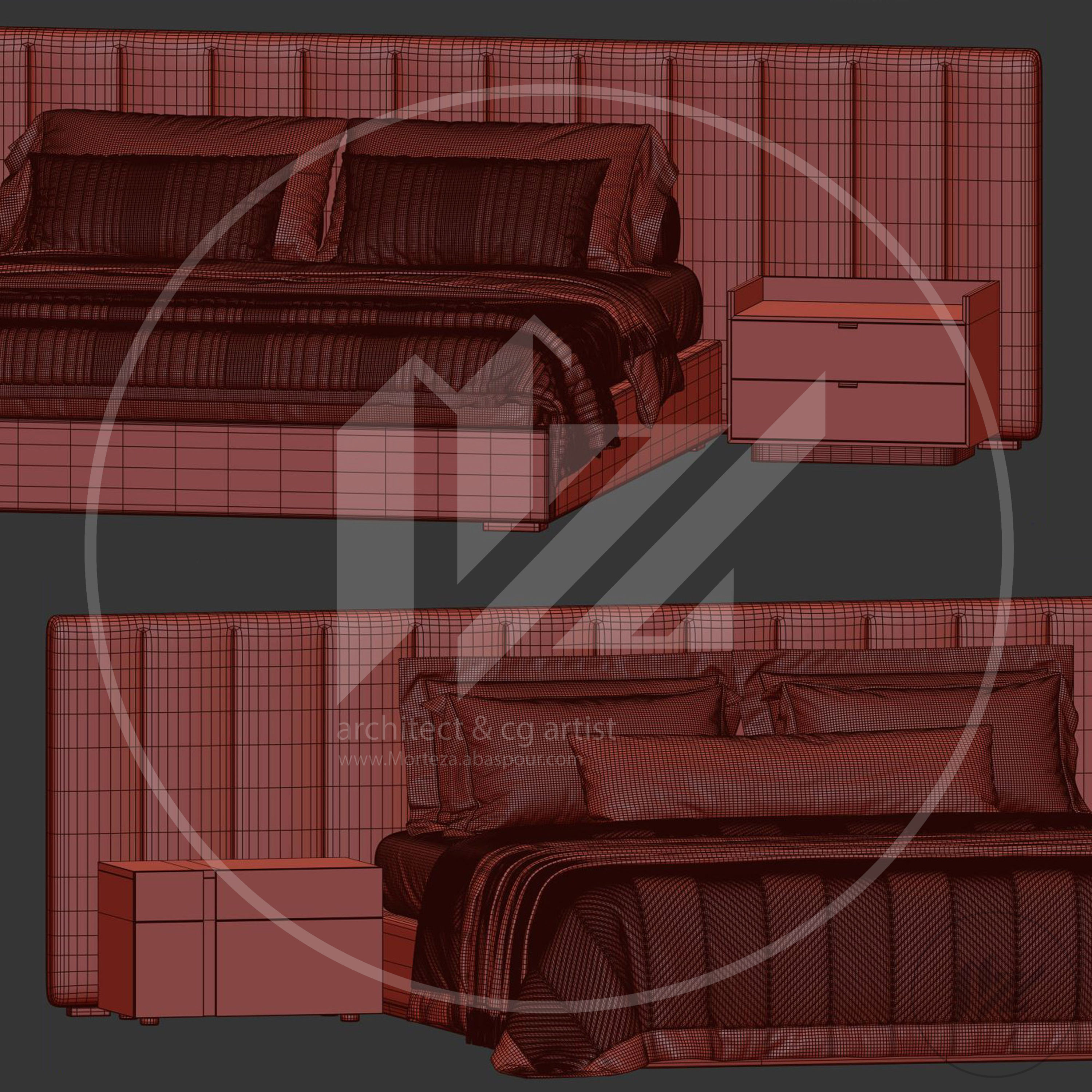 RH MODENA PANEL VERTICAL Bed 3D model_5