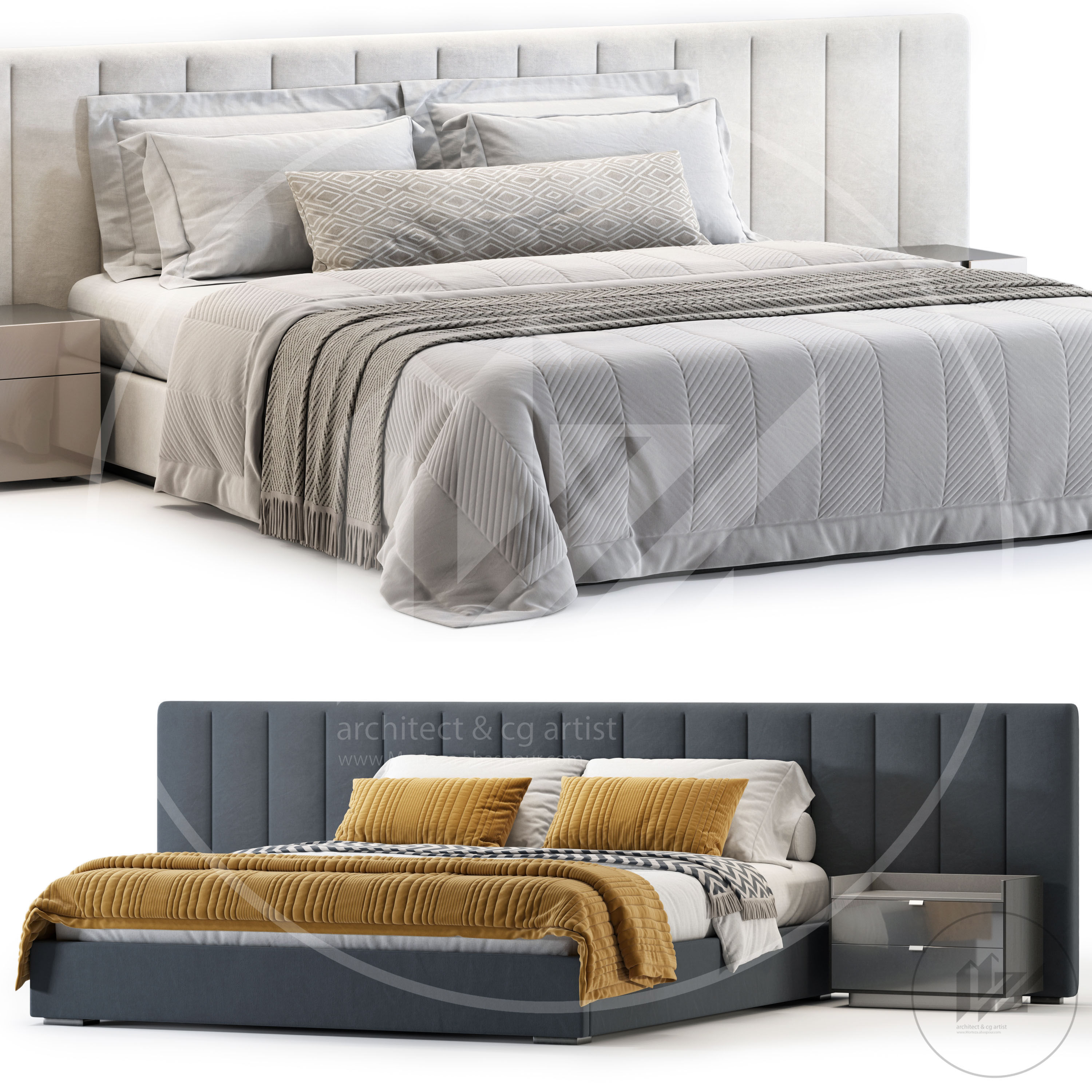 RH MODENA PANEL VERTICAL Bed 3D model_1