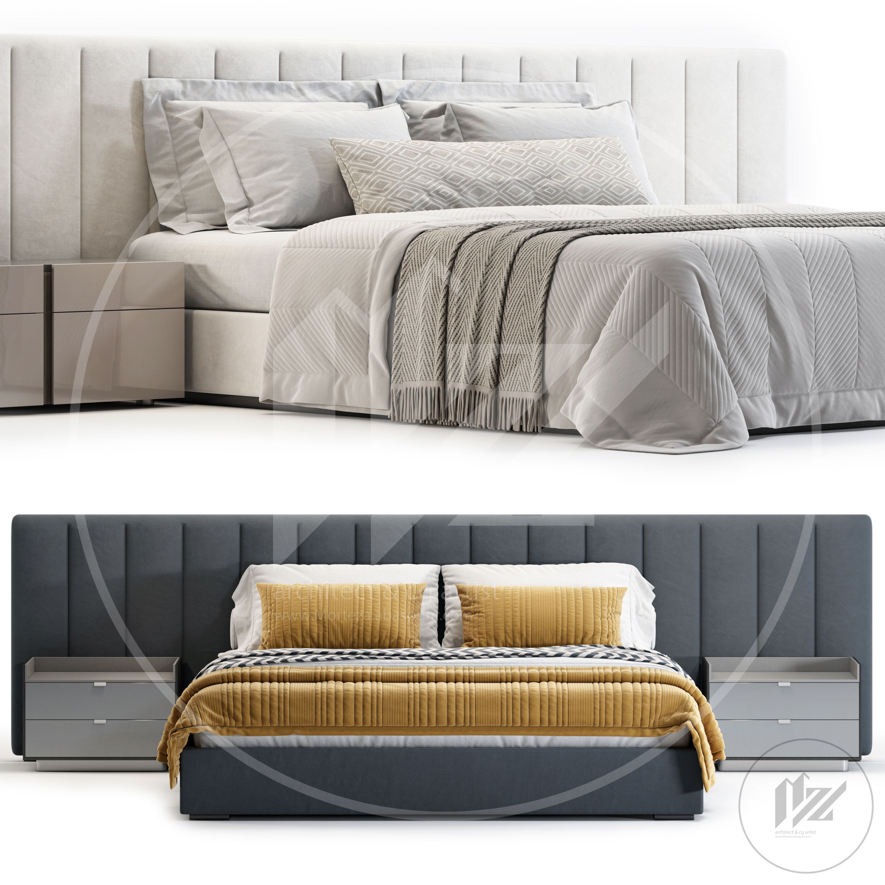 RH MODENA PANEL VERTICAL Bed 3D model_3