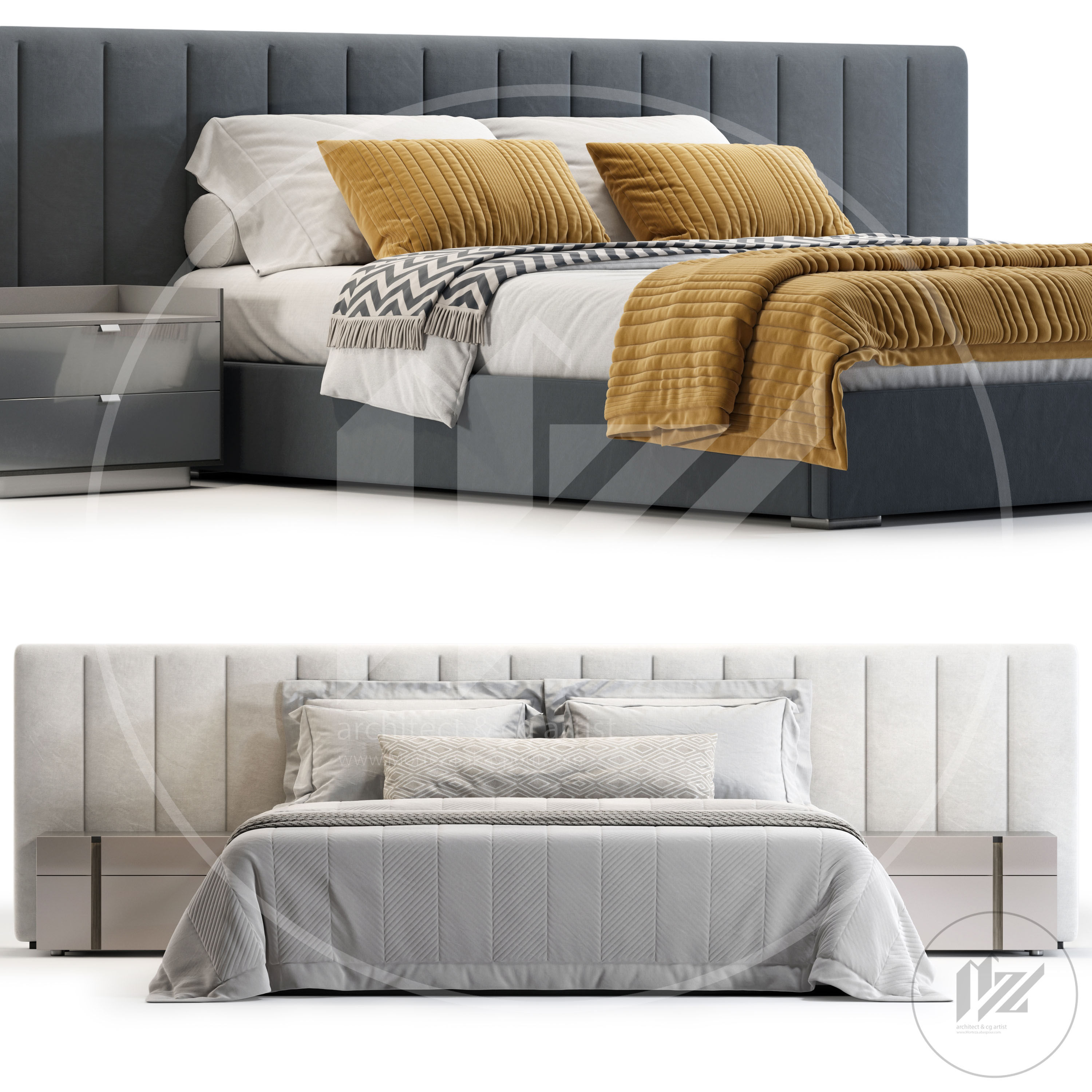 RH MODENA PANEL VERTICAL Bed 3D model_2