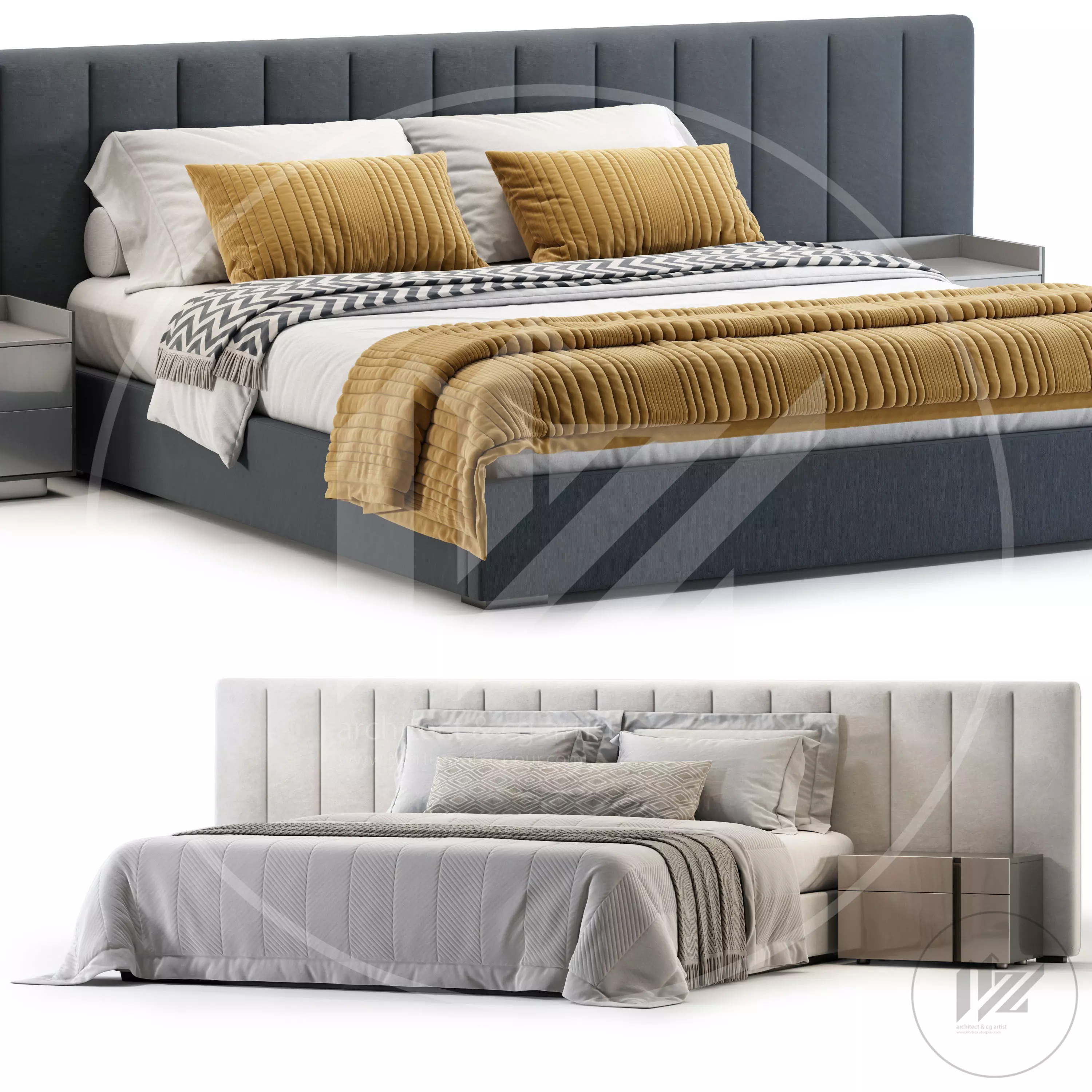 RH MODENA PANEL VERTICAL Bed 3D model_0