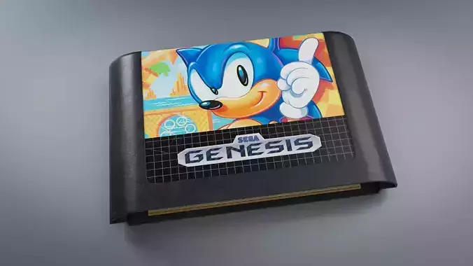 Genesis Console Cartridge - Lowpoly - 4k Textures Low-poly 3D model