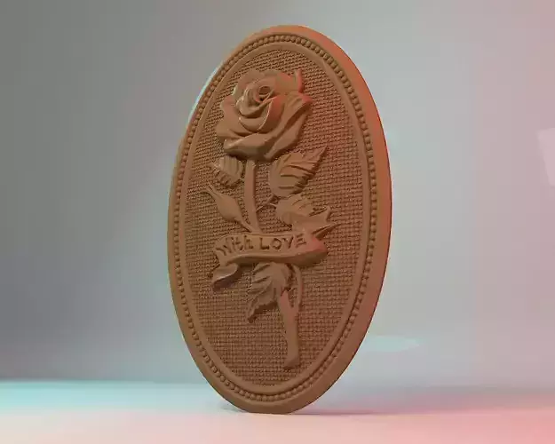 Rose Badge 3D STL Model for Cnc users 3D print model 