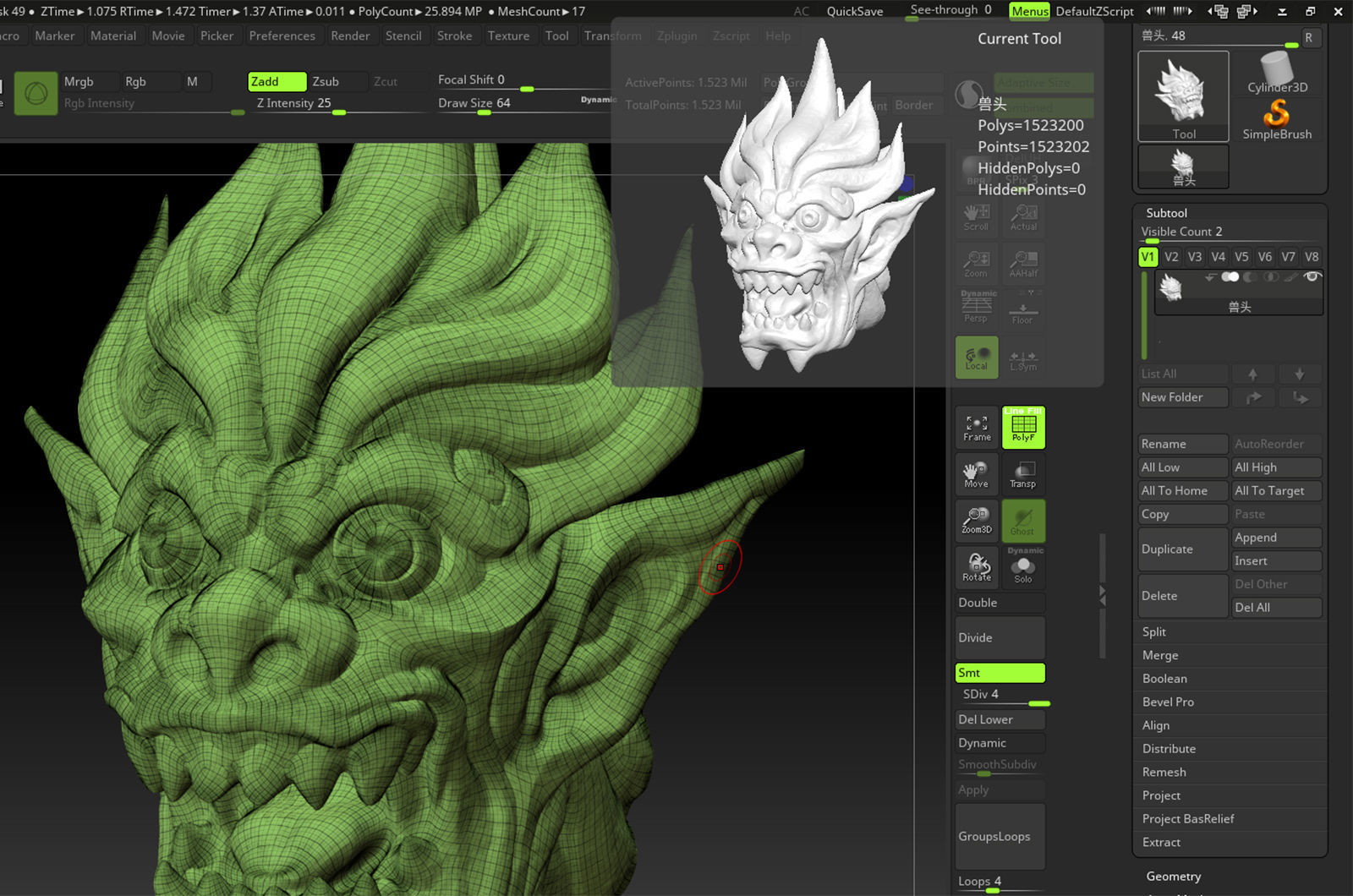 monster head statue 3D print model_8