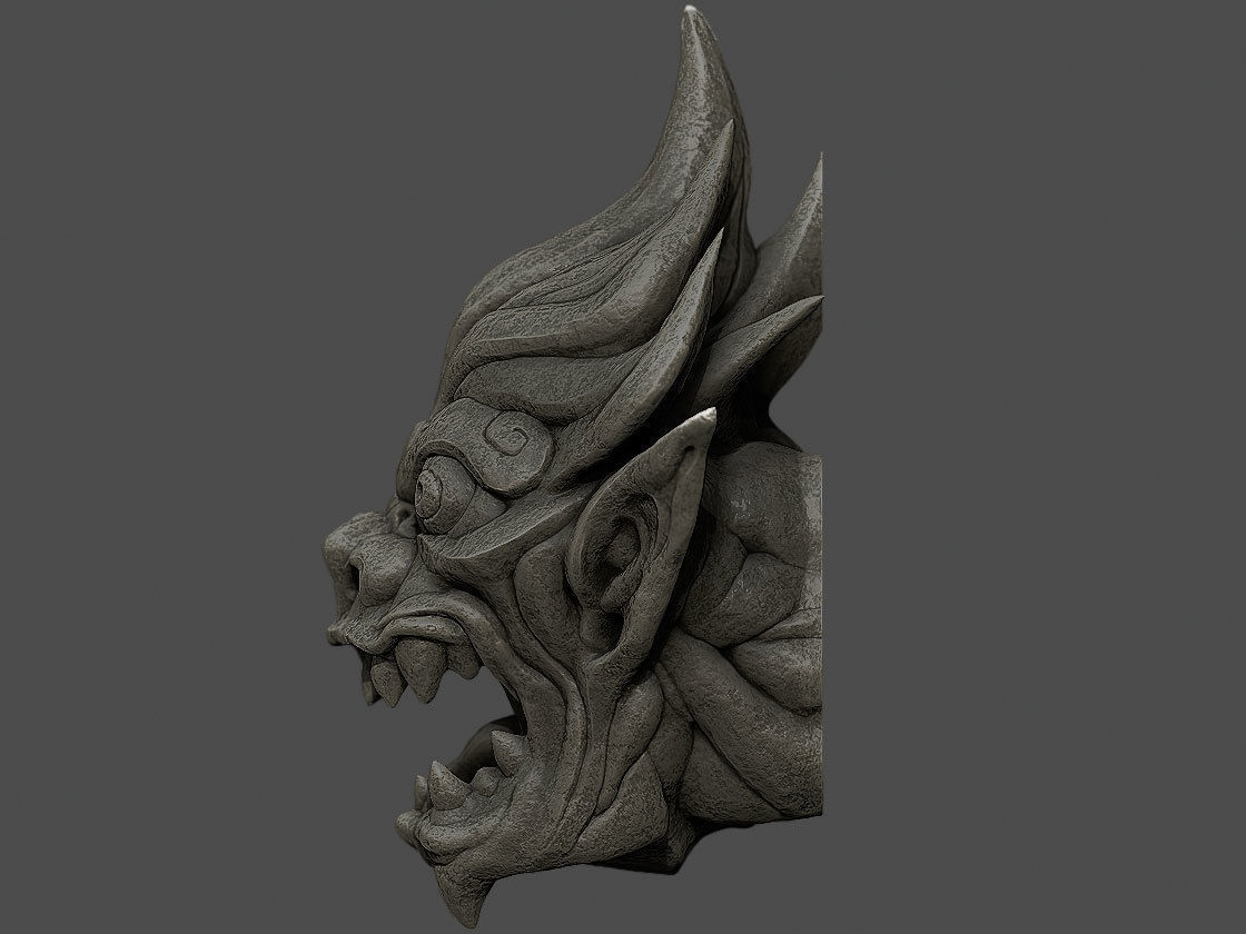 monster head statue 3D print model_5