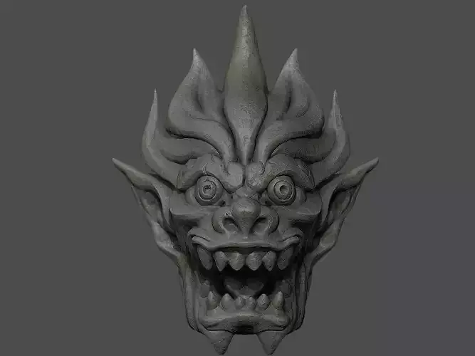 monster head statue 3D print model