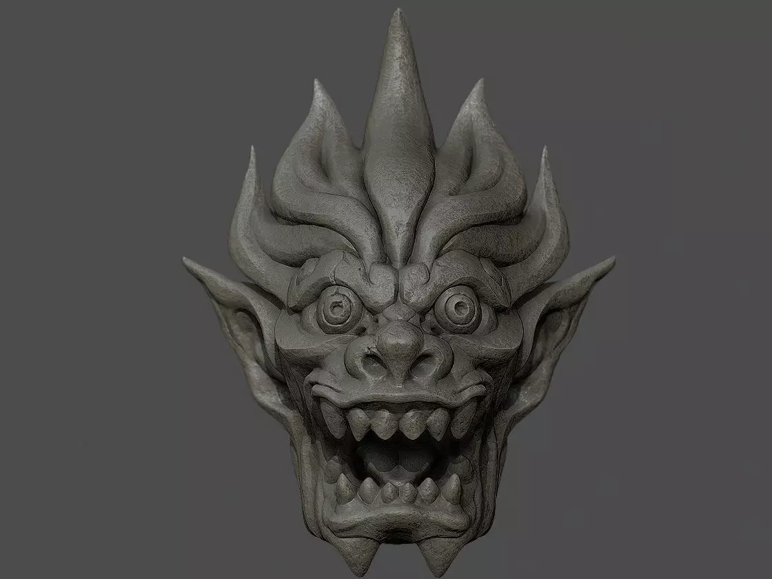 monster head statue 3D print model_0