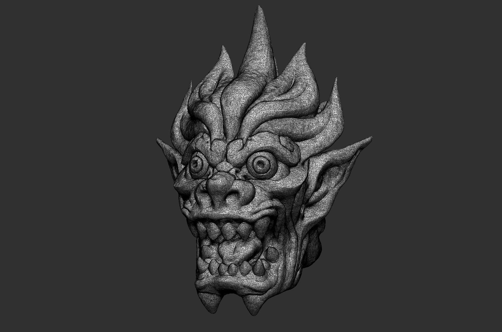 monster head statue 3D print model_9