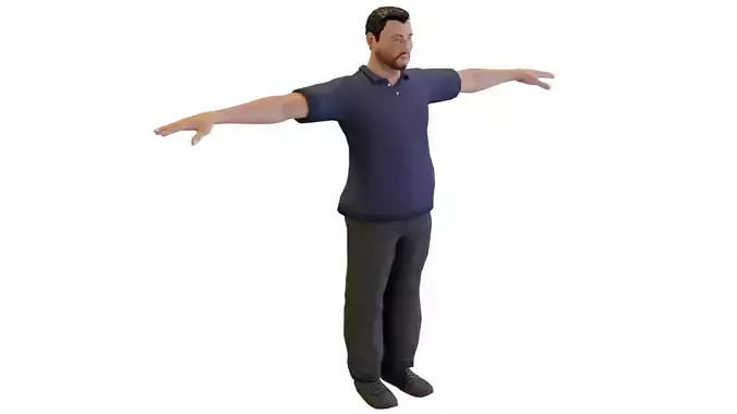 Male Fat Dude Character  Casual Cloths  High Quality 3D Model