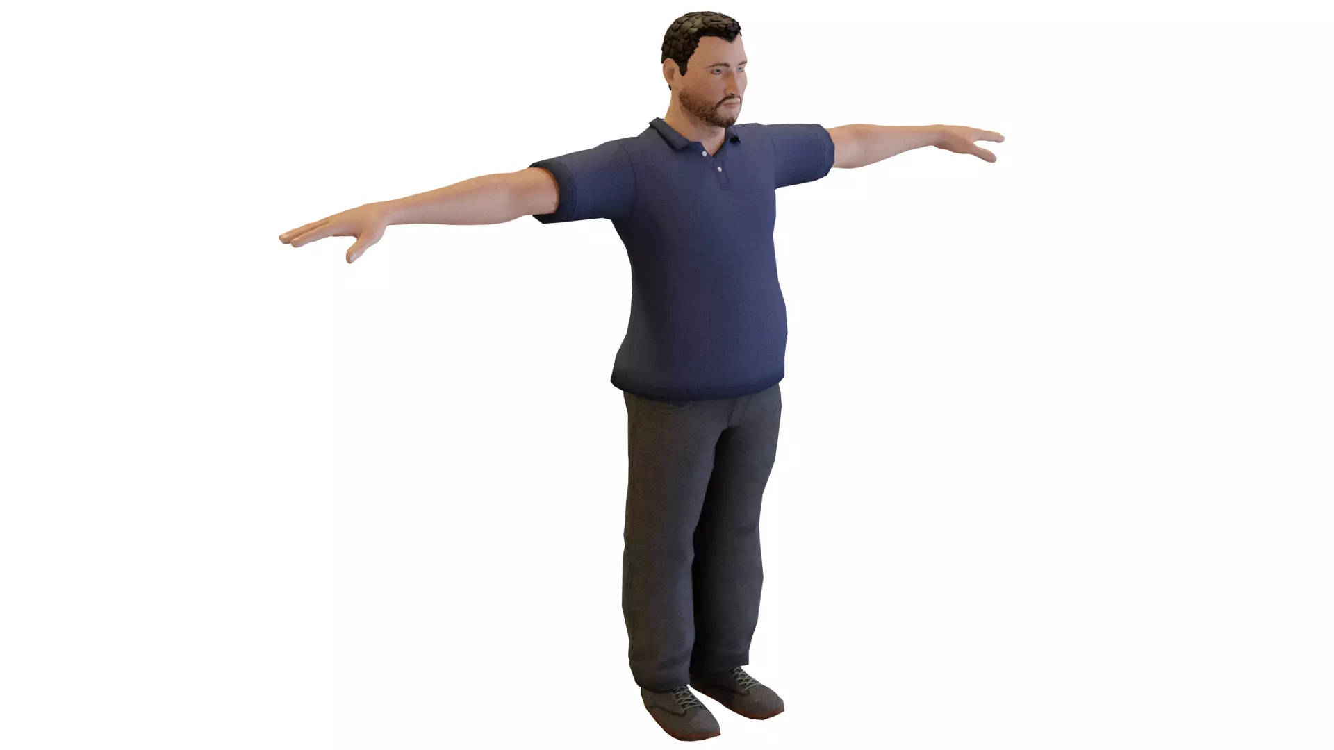 Male Fat Dude Character Casual Cloths High Quality 3D Model Low-poly 3D model