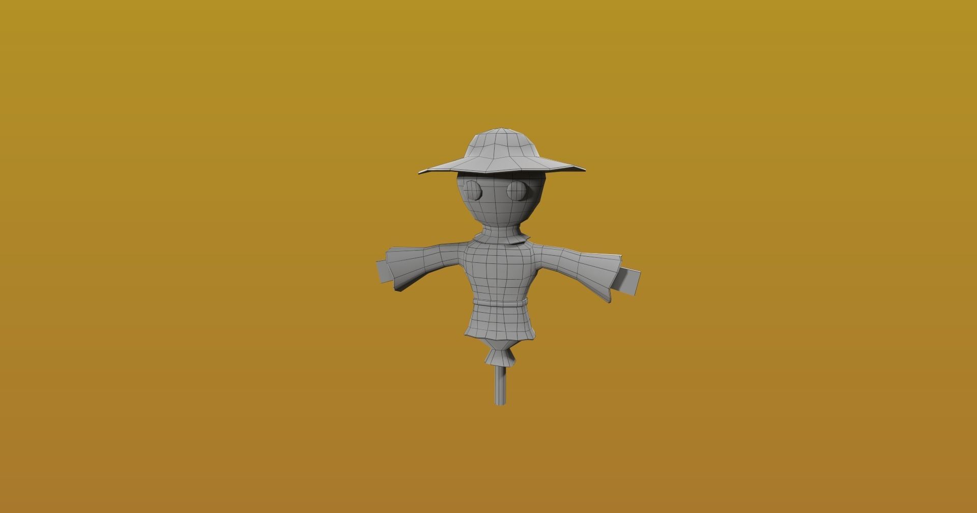 Cartoon style Scarecrow Game model Low-poly 3D model_4