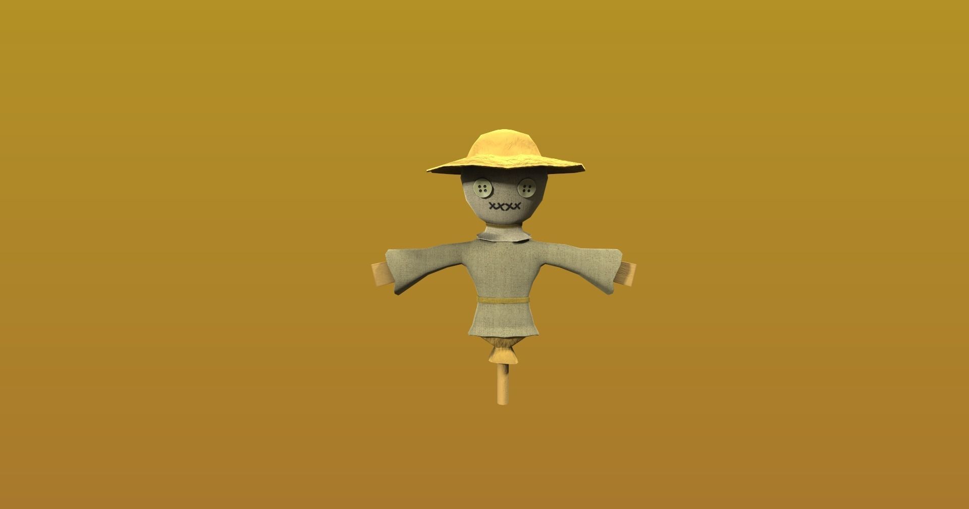 Cartoon style Scarecrow Game model Low-poly 3D model_2