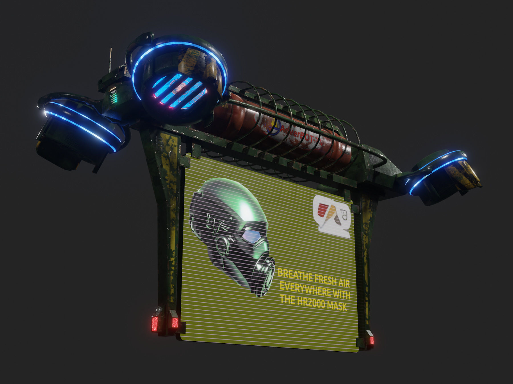 Sci Fi Advertising Drone Low-poly 3D model_1