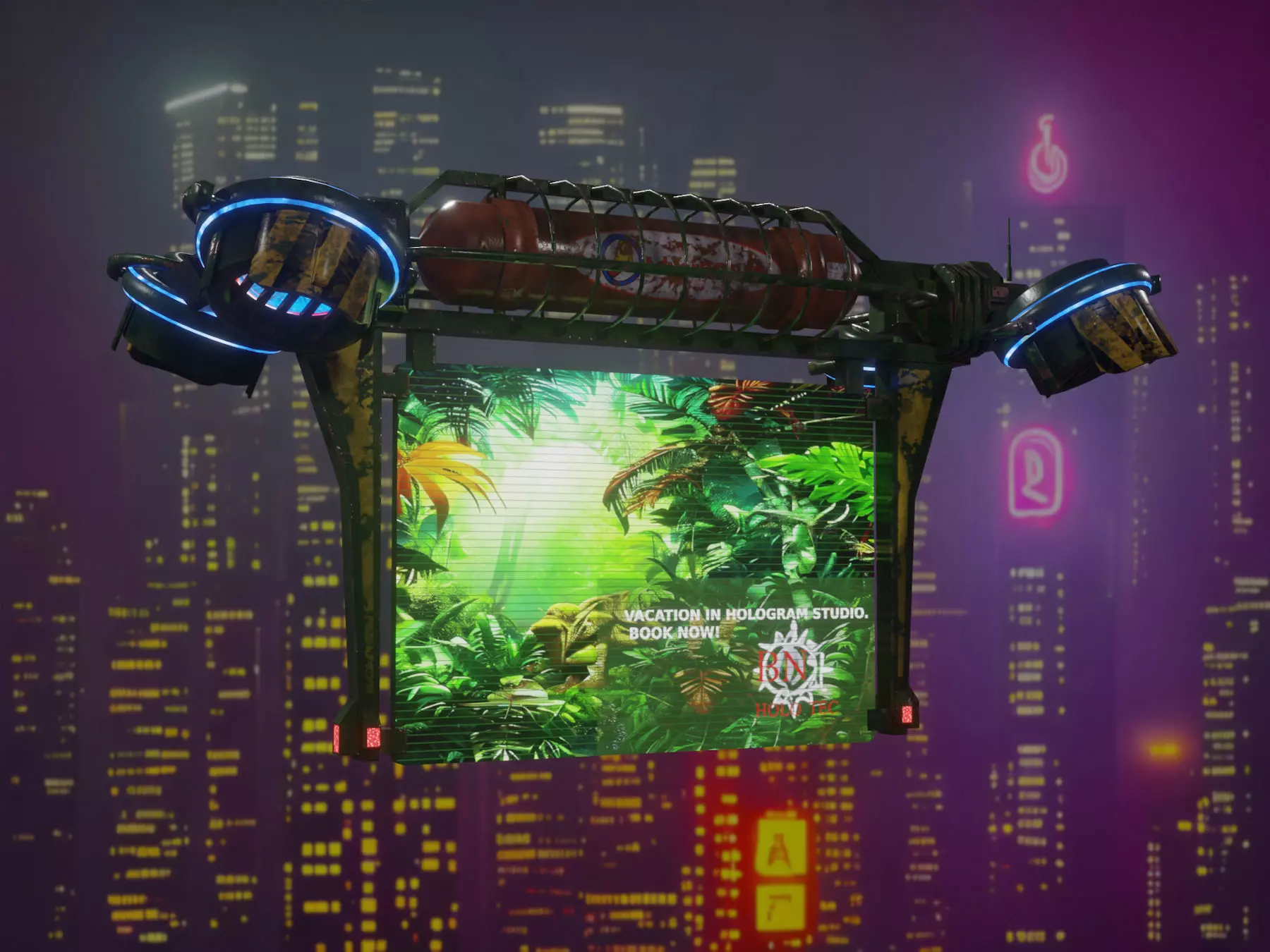 Sci Fi Advertising Drone Low-poly 3D model_0