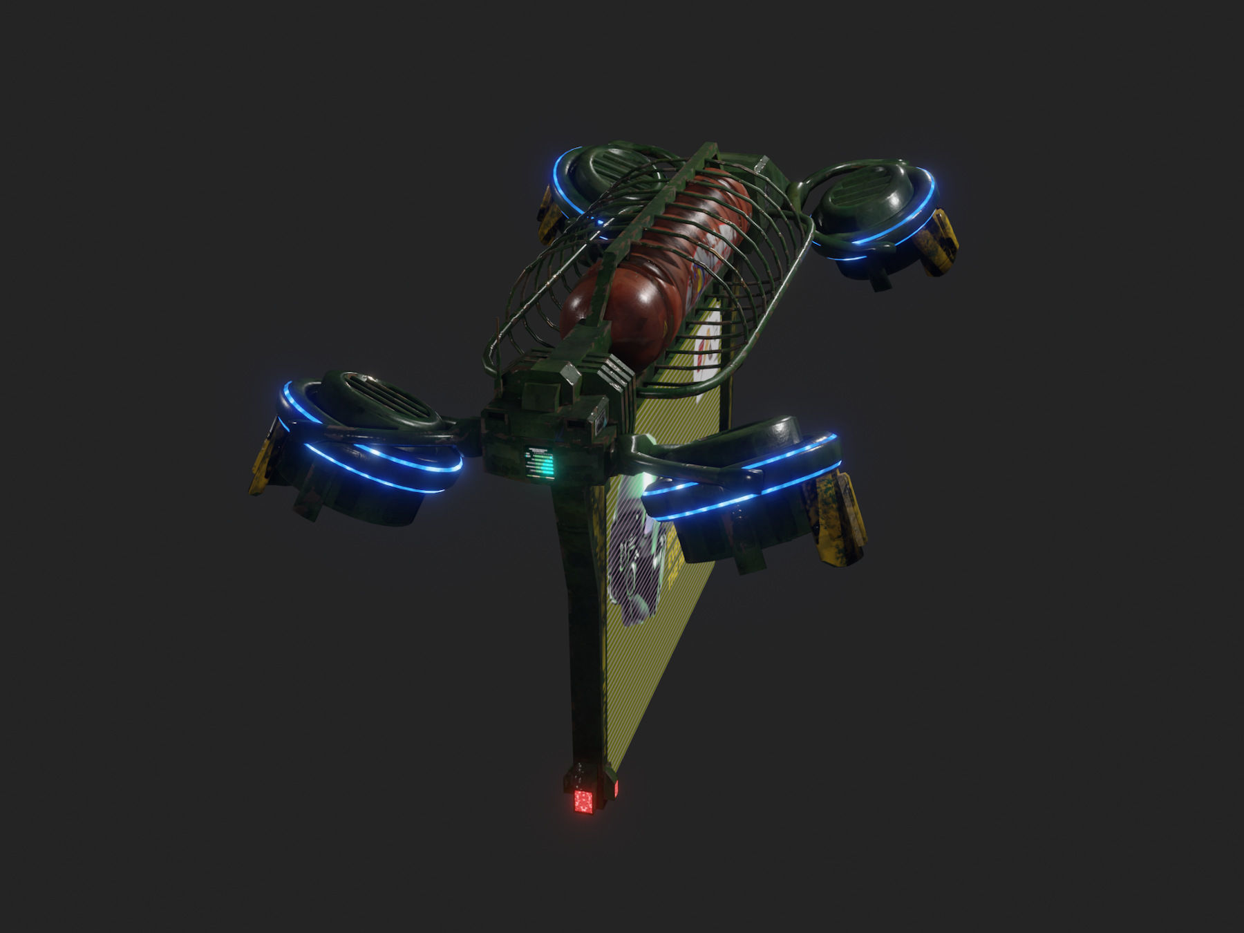 Sci Fi Advertising Drone Low-poly 3D model_2