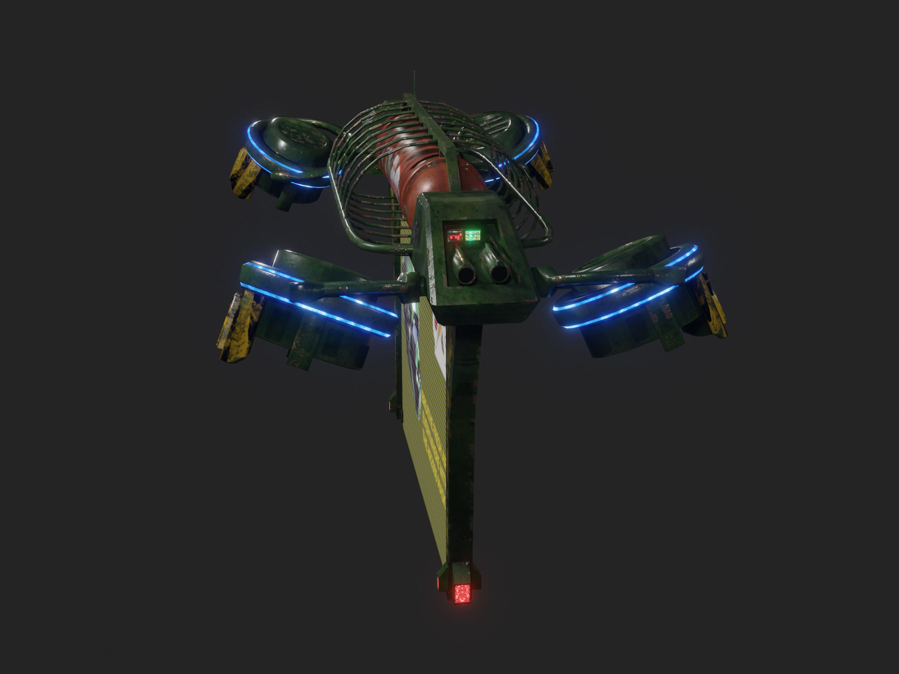 Sci Fi Advertising Drone Low-poly 3D model_3