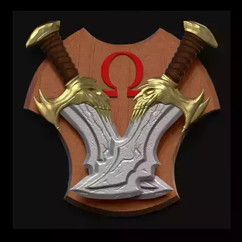 KRATOS SWORD CHAOS AND WALL PLAQUE 01 3D print model