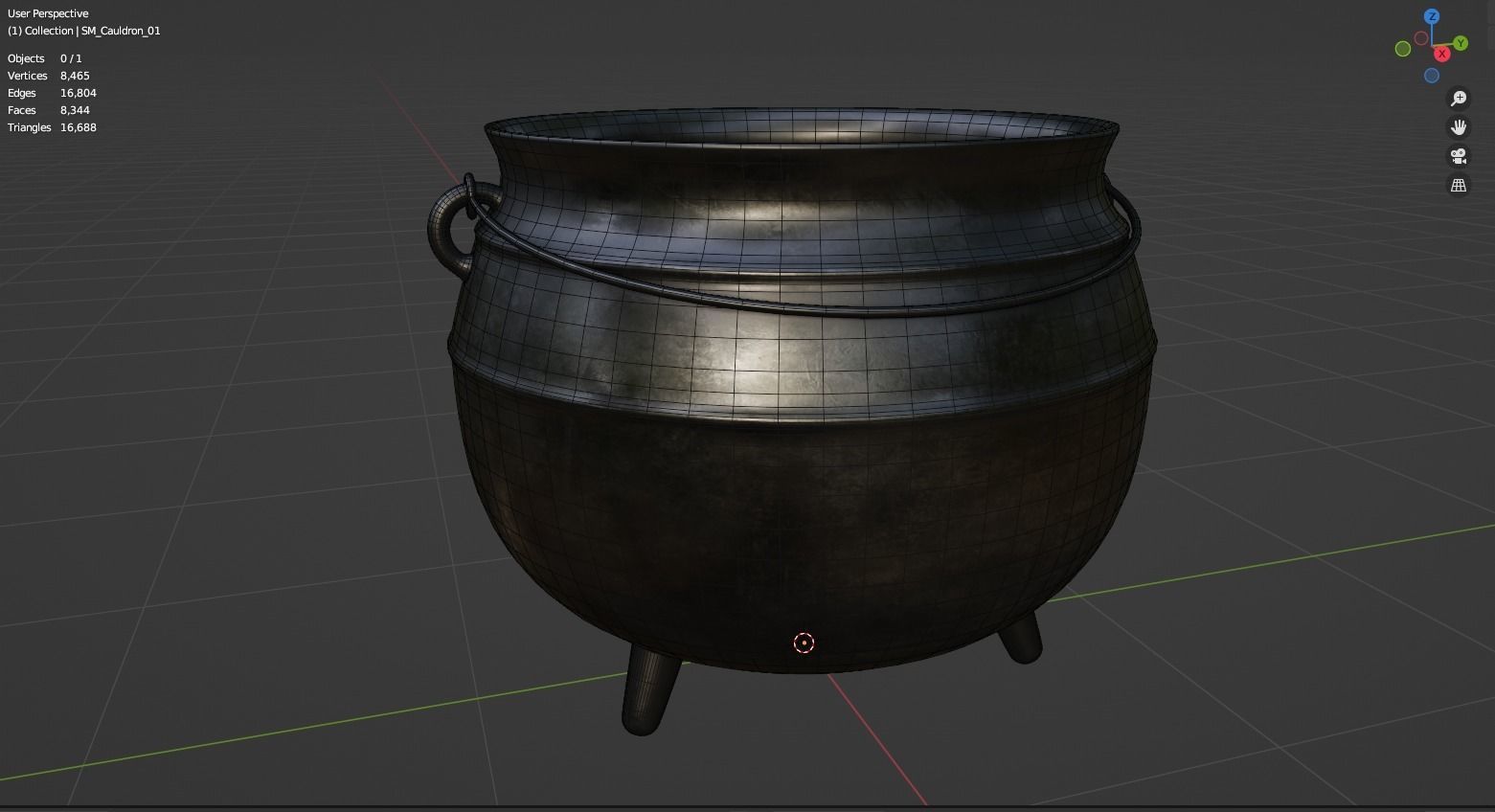Cauldron Low-poly 3D model_6