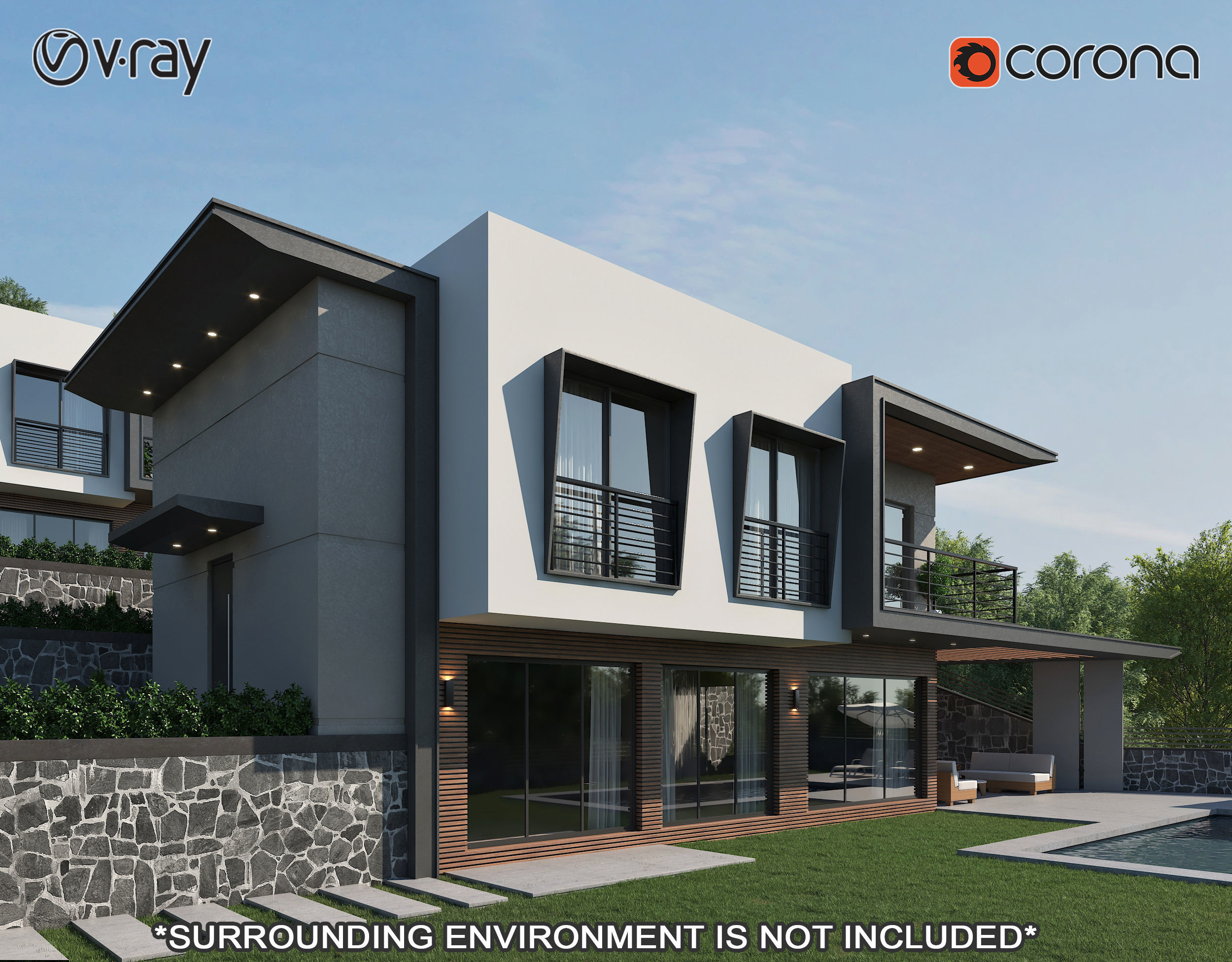 Modern Villas 1 3D model_2