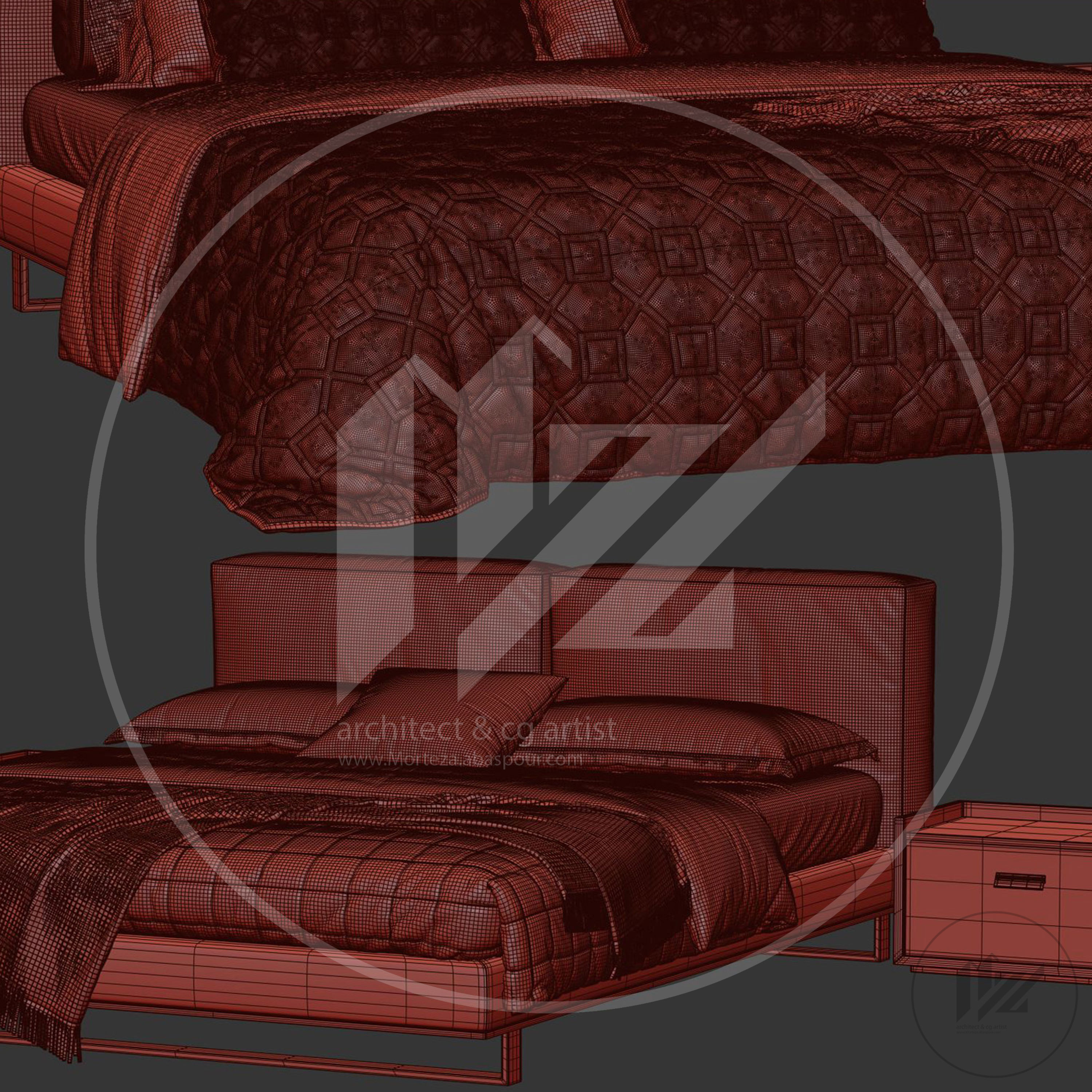 Alivar Echo Bed 3D model_5