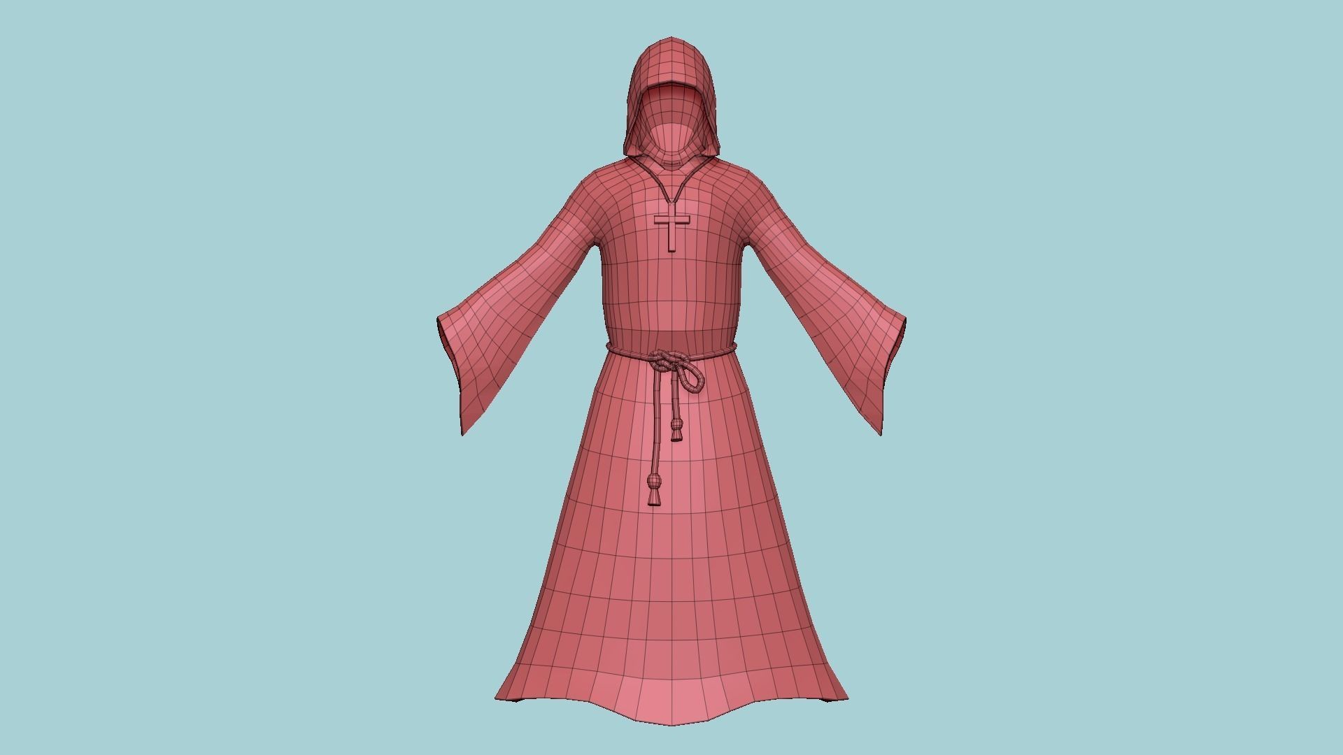 Priest Outfit A04 White Gold - Character Clothing Design Low-poly 3D model_16