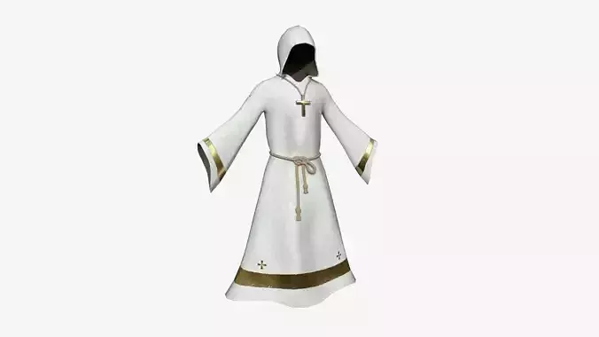 Priest Outfit A04 White Gold - Character Clothing Design Low-poly 3D model