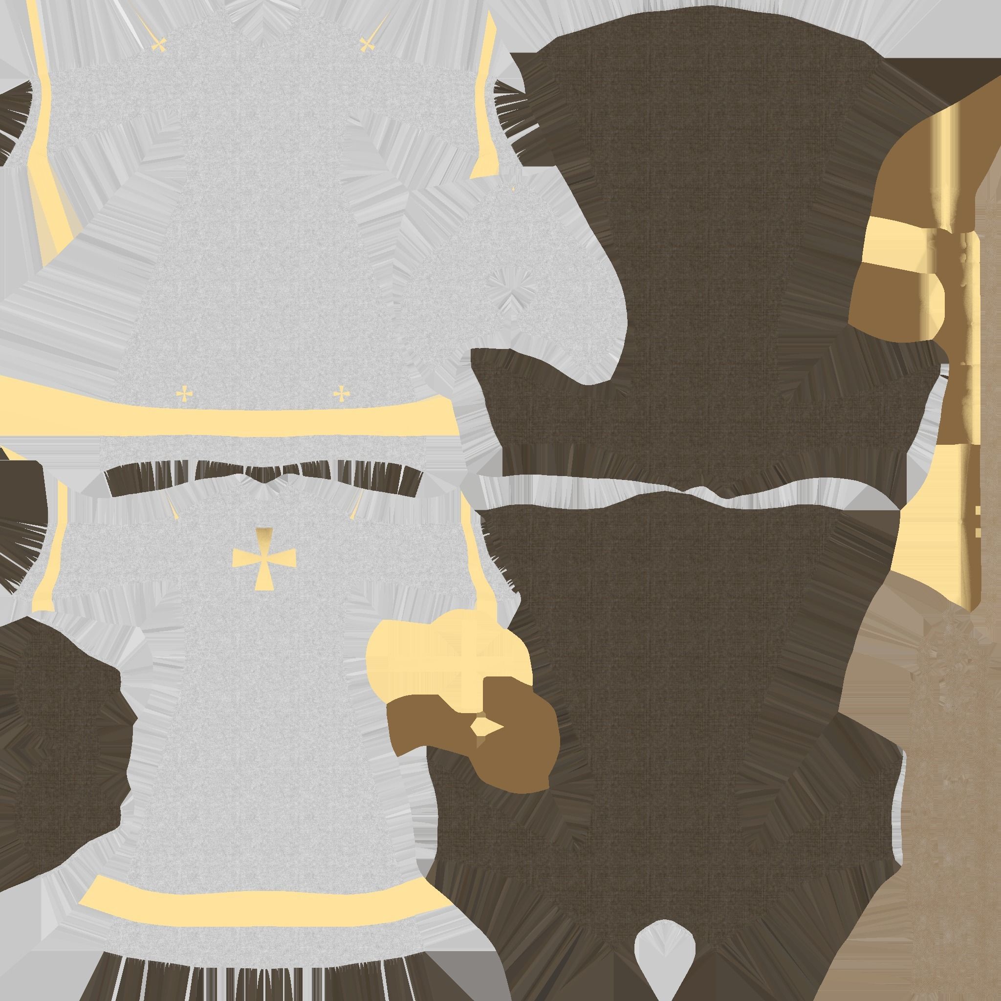 Priest Outfit A04 White Gold - Character Clothing Design Low-poly 3D model_28