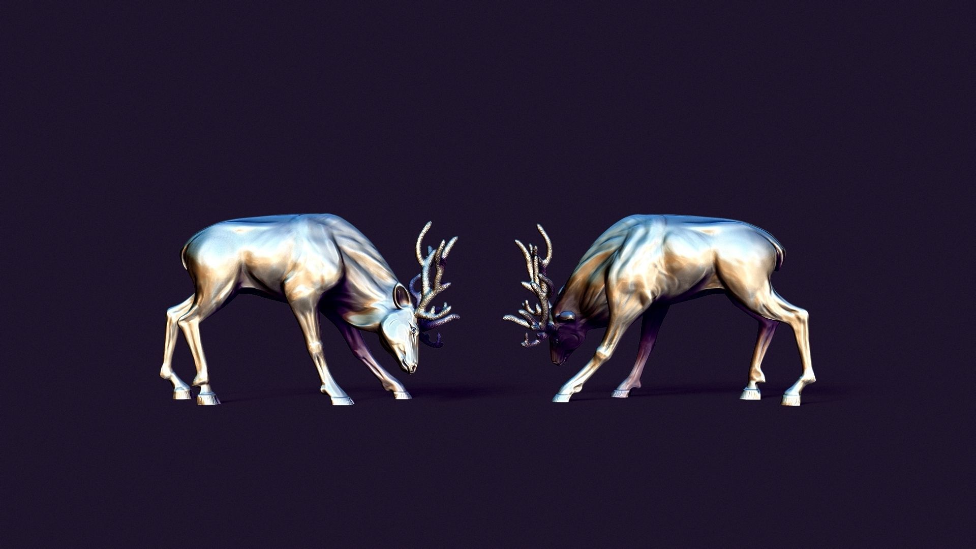 horned deer 3D print model_1