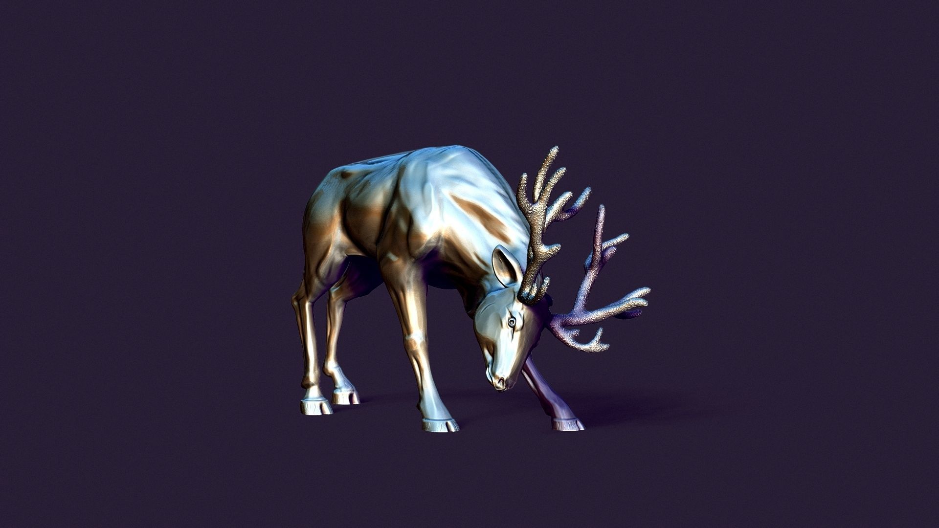 horned deer 3D print model_4