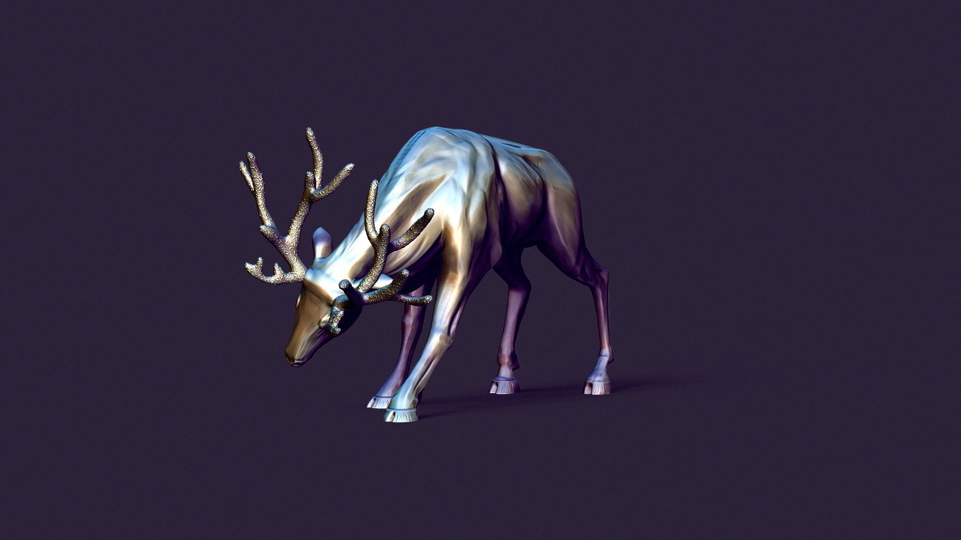 horned deer 3D print model_5
