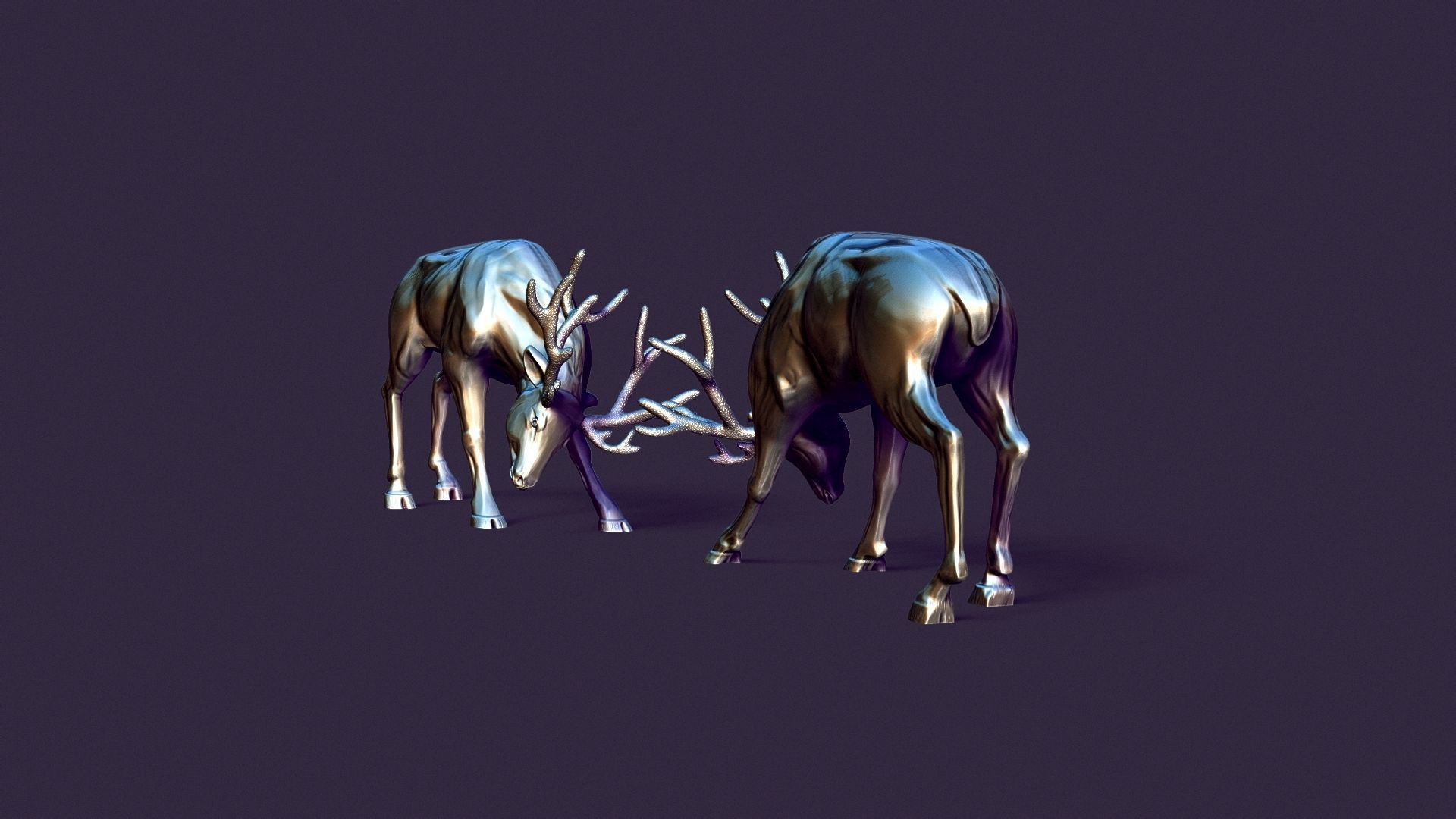 horned deer 3D print model_2