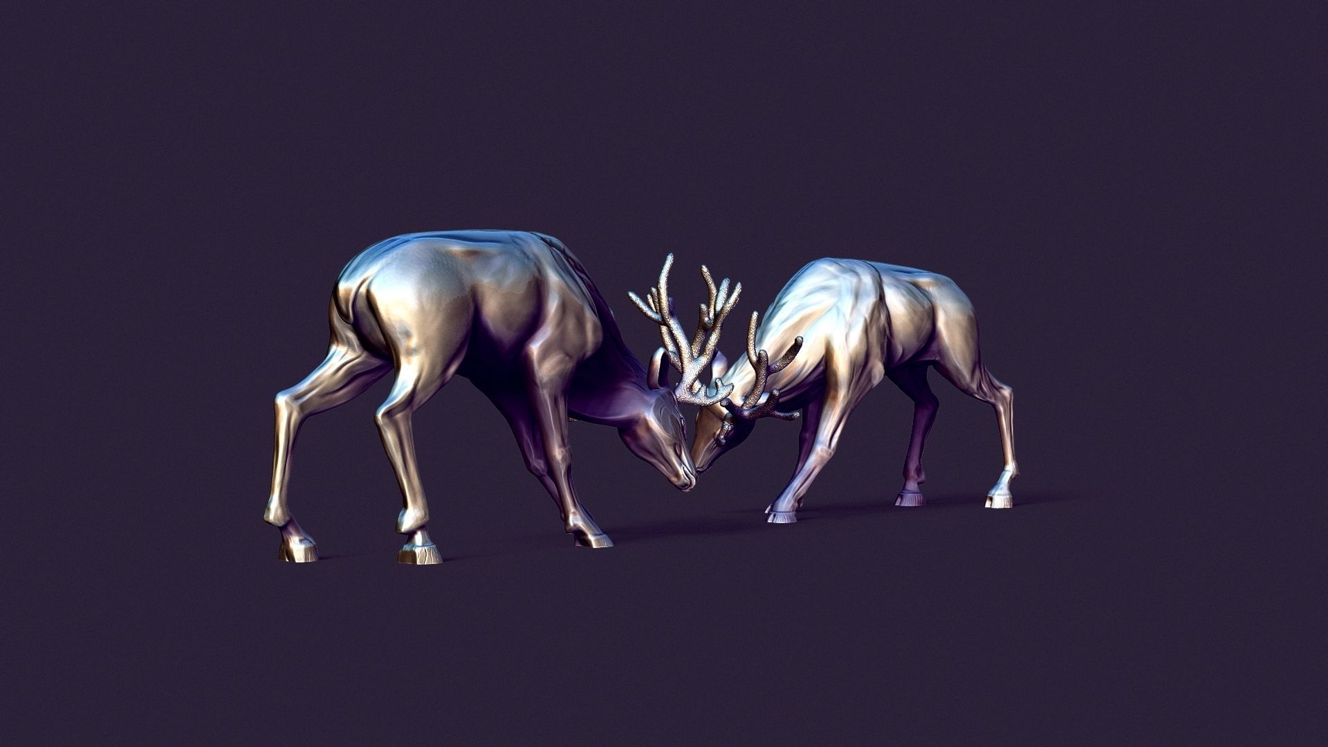 horned deer 3D print model_3