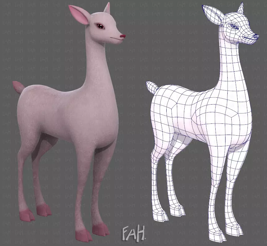 Deer V03 Low-poly 3D model_0