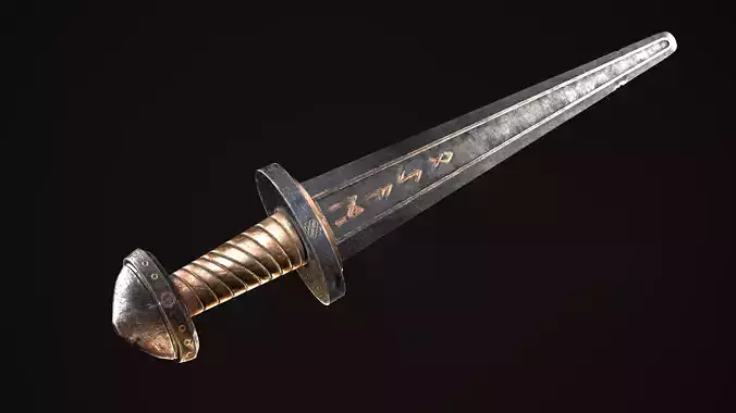 Medieval battle viking sword Game ready