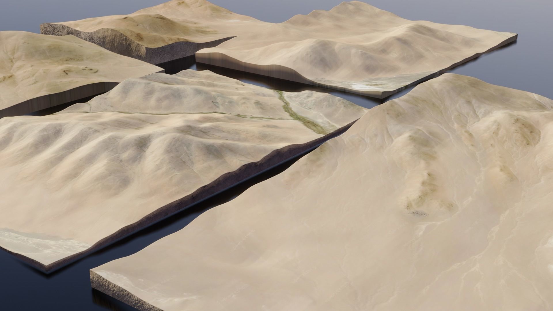 Desert Terrain Pack- Sand Mountain Low-poly 3D model_7