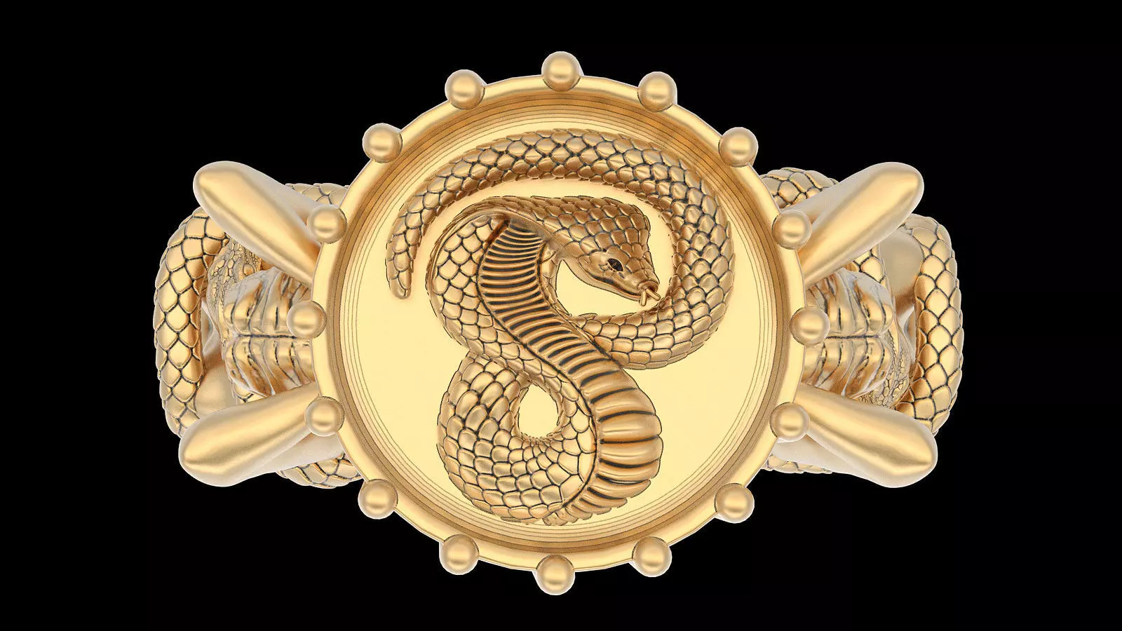 Snake Girl ring gold printable jewelry 3D print model