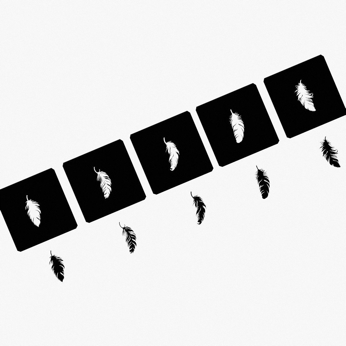 feathers stencils 3D print model_10