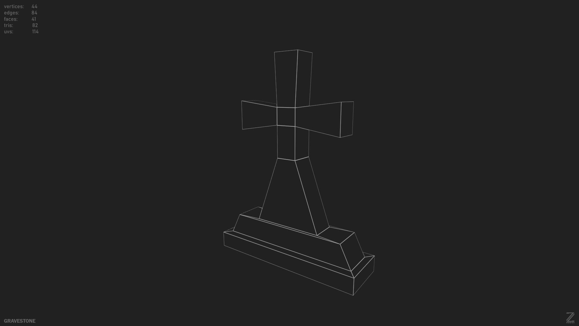 Gravestone  Low-poly 3D model_2
