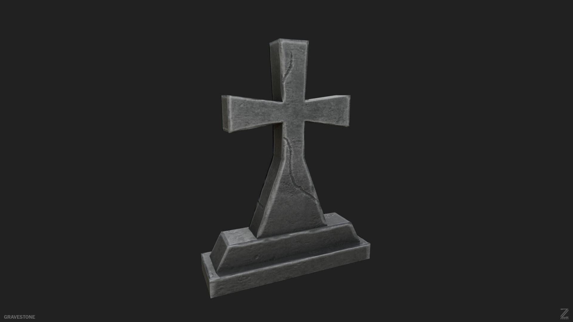 Gravestone  Low-poly 3D model_10