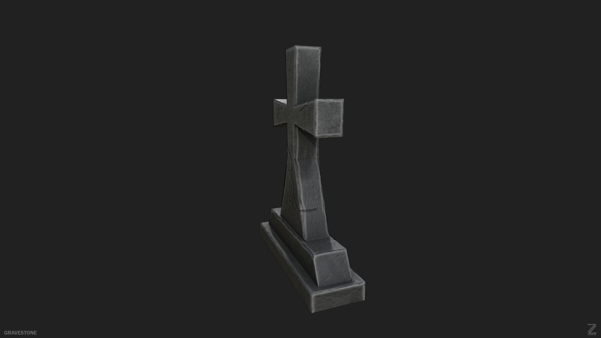 Gravestone  Low-poly 3D model_3