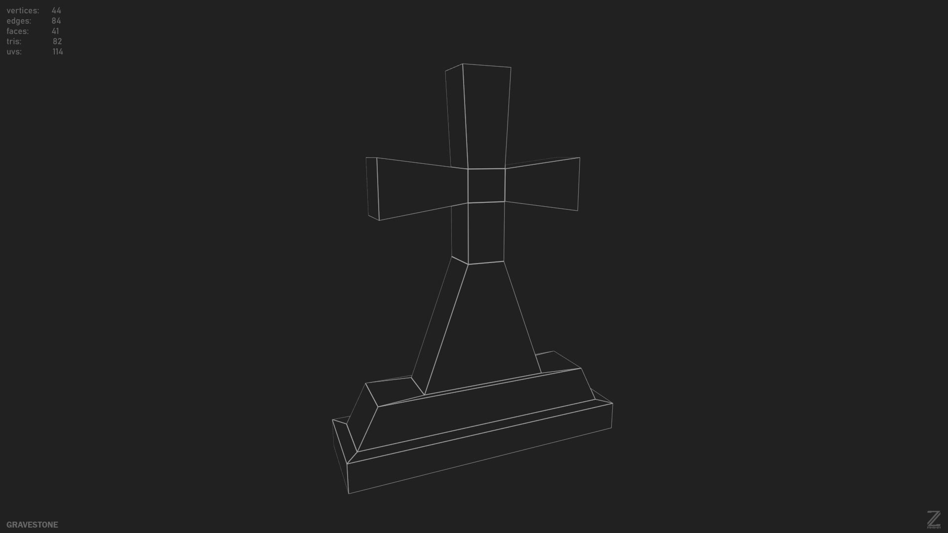 Gravestone  Low-poly 3D model_7
